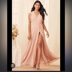 Lulus Dusty Pink wrap maxi dress Medium